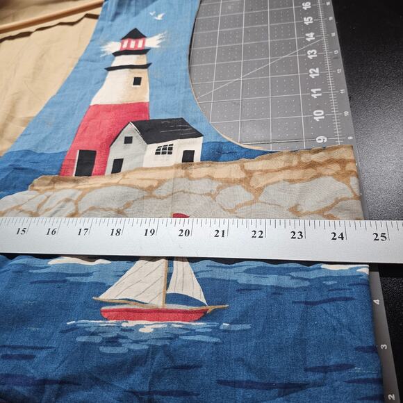 Vintage Handmade Sailing Vest Women 2X Blue Patchwork Cottage Lighthouse Ocean - Picture 9 of 9